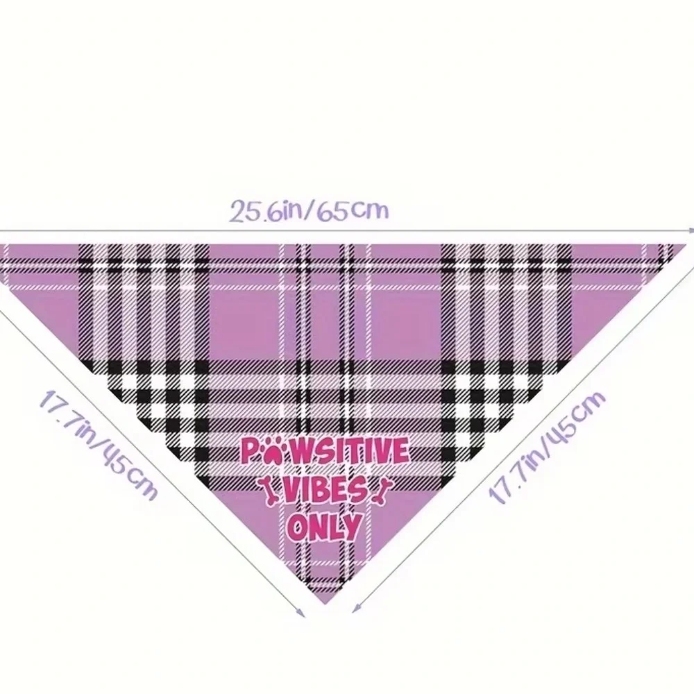 Dog Bandana Pink & Light Purple Plaid with Caption’Woof Woof Woof’ OS
